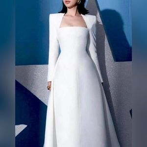 White long wedding dress, white prom dress, white formal dress